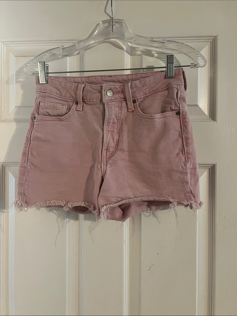 High-Rise Pink Denim Cutoff Shorts